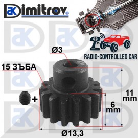 Зъбно колело Ø3 x Ø13,3 x 6/11 mm - 15 зъба