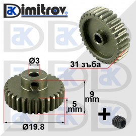 Зъбно колело Ø3 x Ø19.8 x 5/9 мм - 31 зъба