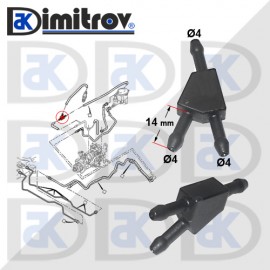 Тройник маркуч Ø4 - Ø4 - Ø4 mm Peugeot 206