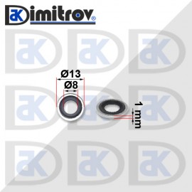 Дифтунга Ø  8 х Ø 13 х 1 mm гумирана