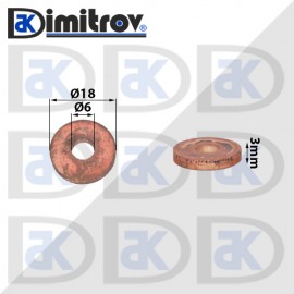 Дифтунга Ø  6 х Ø 18 х 3 mm медна