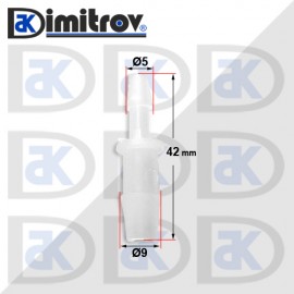 Права свръзка за маркуч Ø5 x Ø9 mm - PVC
