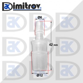 Права свръзка за маркуч Ø6 x Ø12 mm - PVC