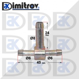 Тройник маркуч гориво Ø6 x Ø6 x Ø8 mm