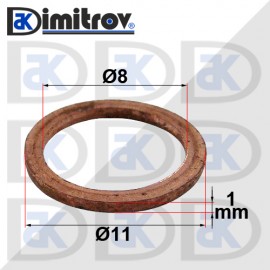 Дифтунга Ø  8 х Ø 11 х 1 mm медна