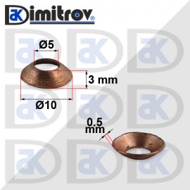 Дифтунга Ø  5 х Ø 10 х 3 mm медна конус