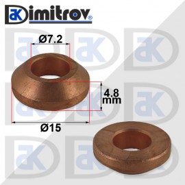 Дифтунга Ø  7,2 х Ø 15 х 4,8 mm медна - конус
