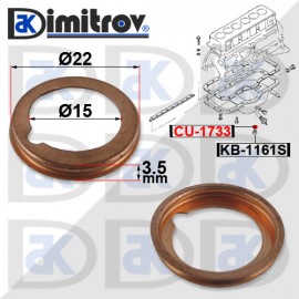 Дифтунга Ø15 х Ø22 х 3,5 mm медна