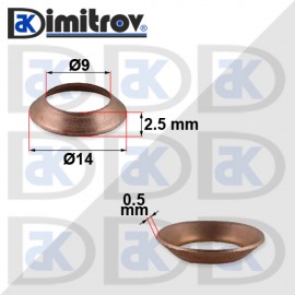 Дифтунга Ø  9 х Ø  14 х 0,5 mm медна - конус