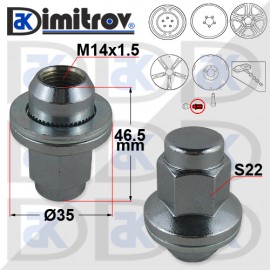 Гайка джанта M14 x 1,5 Lexus Toyota
