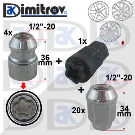 Комплект гайки джанта Dodge Dakota Durango Nitro RAM Jeep Cherokee Commander Grand Cherokee Wrangler