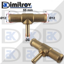 Тройник маркуч Ø6 x Ø12 x Ø12